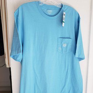NWT Men's Chaps Large Blue Pocket T-shirt 100% Cotton